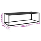Tavolino da Salotto Nero con Vetro Nero 120x50x35 cm