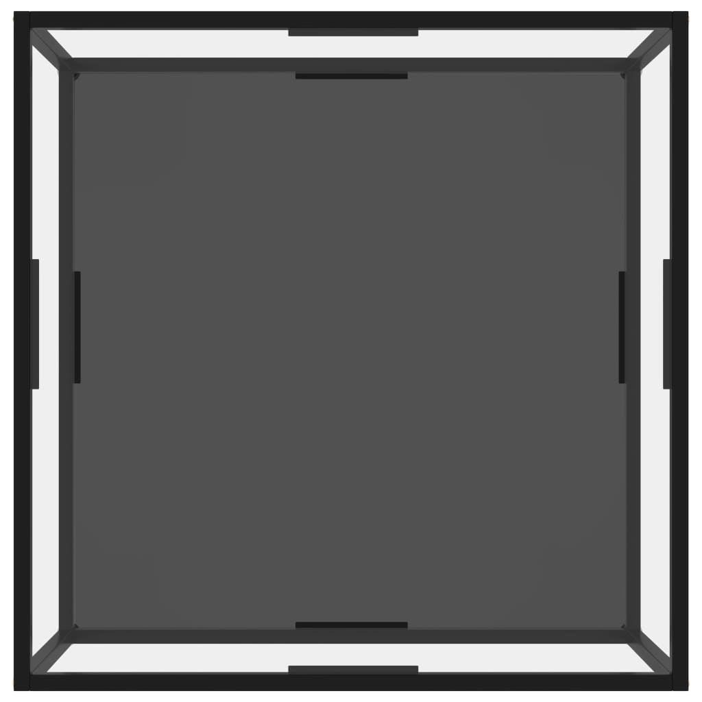 Tavolino Trasparente e Nero 80x80x35cm in Vetro Temperato