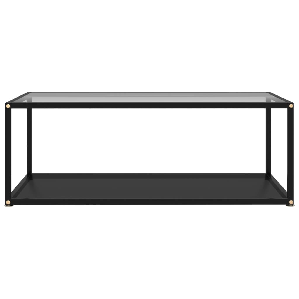 Tavolino Salotto Trasparente e Nero 100x50x35cm Vetro Temperato