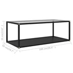 Tavolino Salotto Trasparente e Nero 100x50x35cm Vetro Temperato