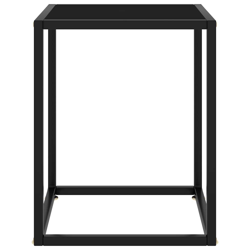 Tavolino da Salotto Nero con Vetro Nero 40x40x50 cm
