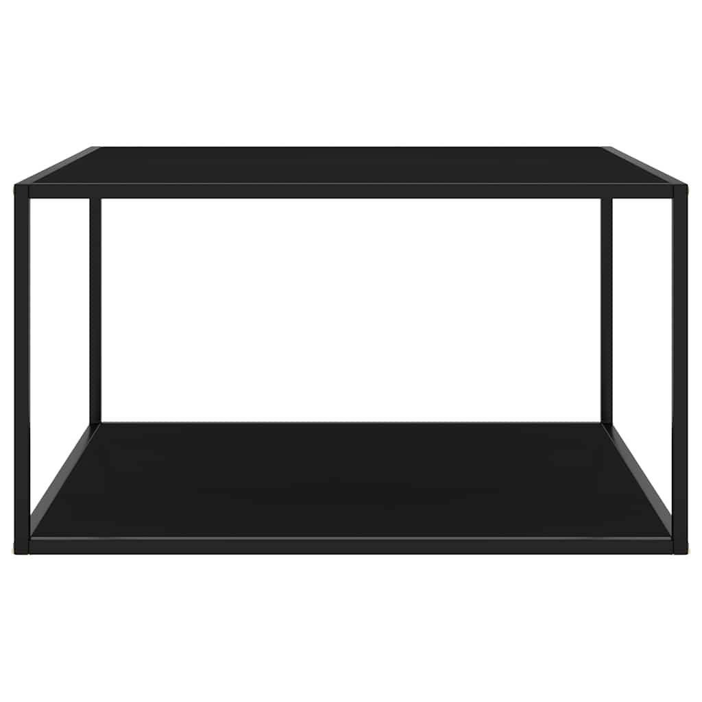 Tavolino da Salotto Nero con Vetro Nero 90x90x50 cm