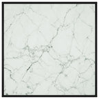 Tavolino da Salotto Nero con Vetro Marmo Bianco 90x90x50 cm