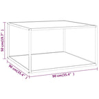 Tavolino da Salotto Nero con Vetro Marmo Bianco 90x90x50 cm