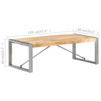 Tavolino da Salotto 120x60x40 cm in Legno di Mango Grezzo