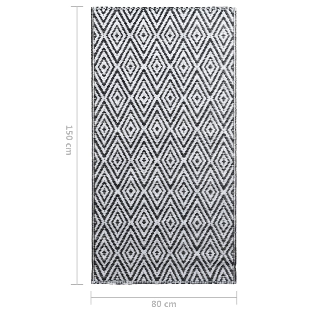 Tappeto da Esterni ARAKIL Bianco e Nero 80x150 cm in PP
