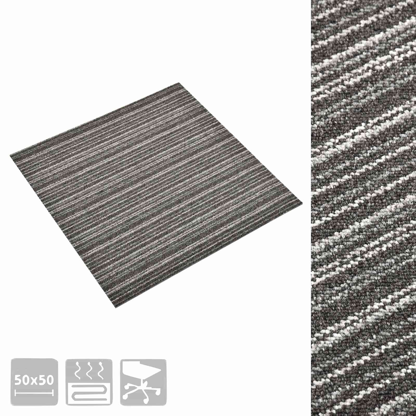 Tappeto 20 pcs Antracite Striato 50 x 50 cm 100% Polipropilene