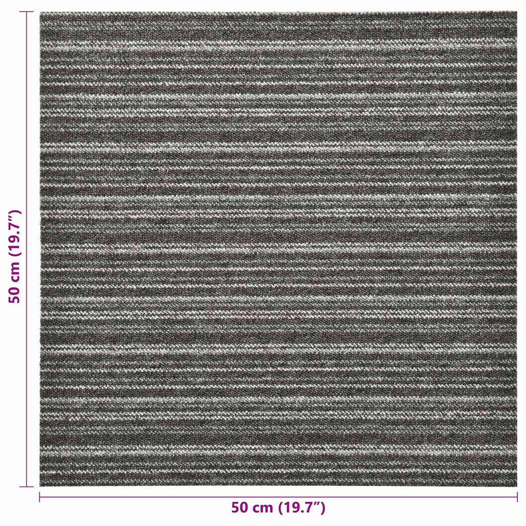 Tappeto 20 pcs Antracite Striato 50 x 50 cm 100% Polipropilene