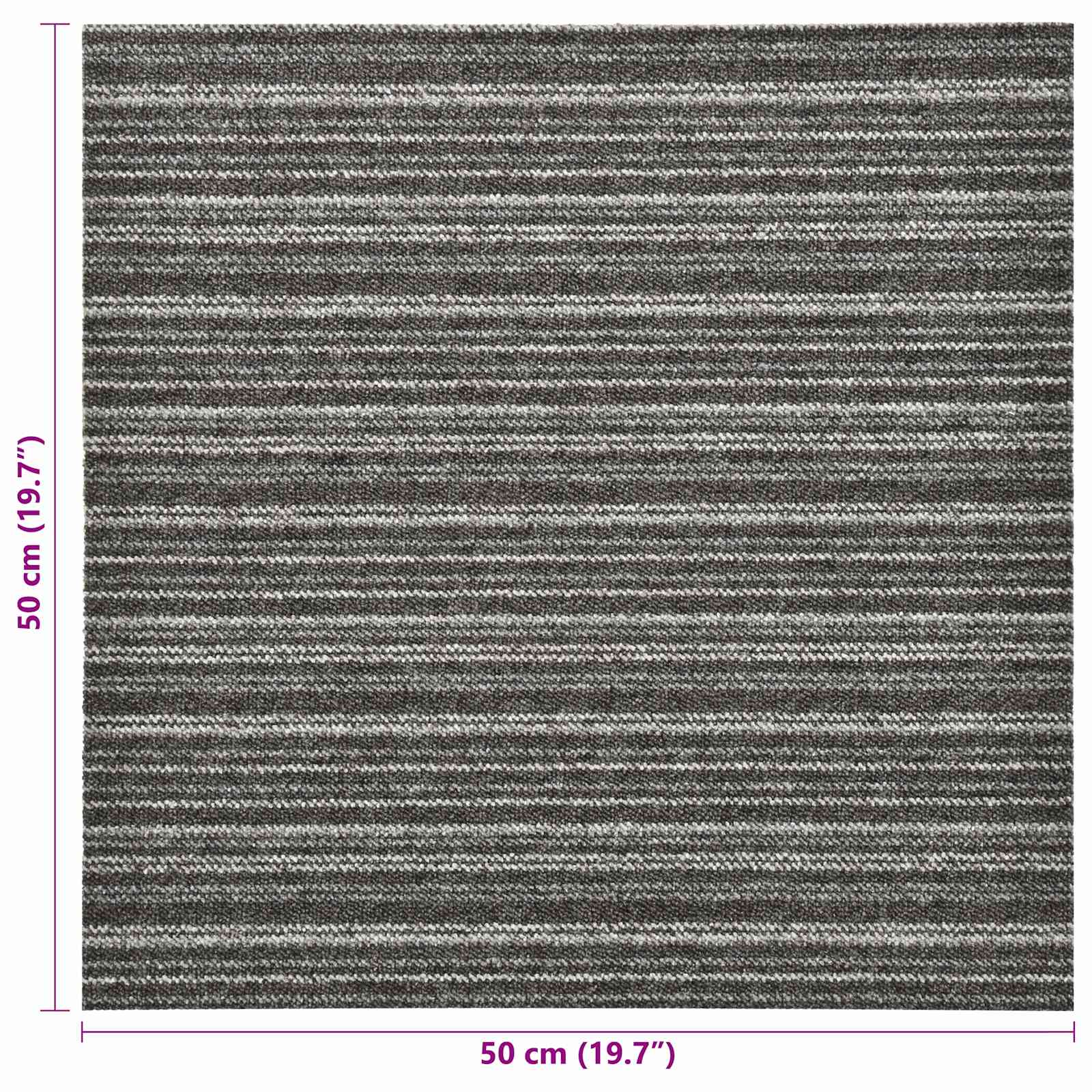 Tappeto 20 pcs Antracite Striato 50 x 50 cm 100% Polipropilene