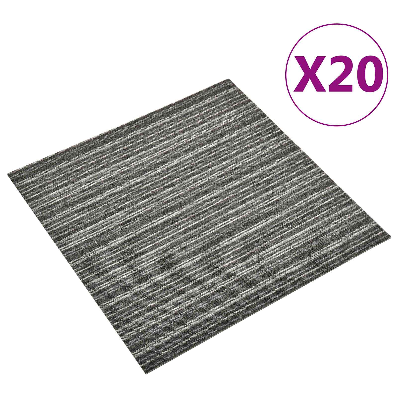 Tappeto 20 pcs Antracite Striato 50 x 50 cm 100% Polipropilene