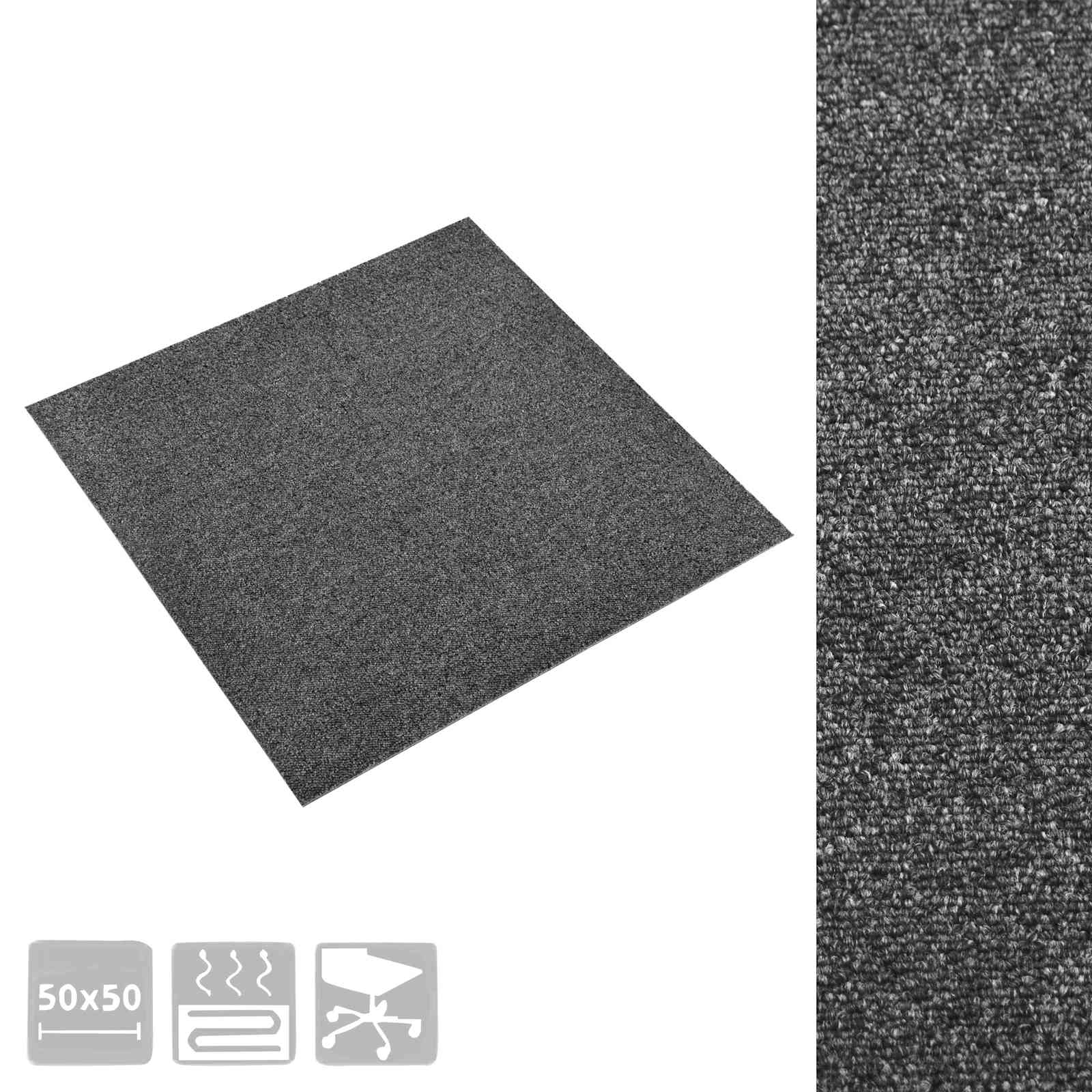Tappeto 20 pcs Antracite 50 x 50 cm 100% Polipropilene