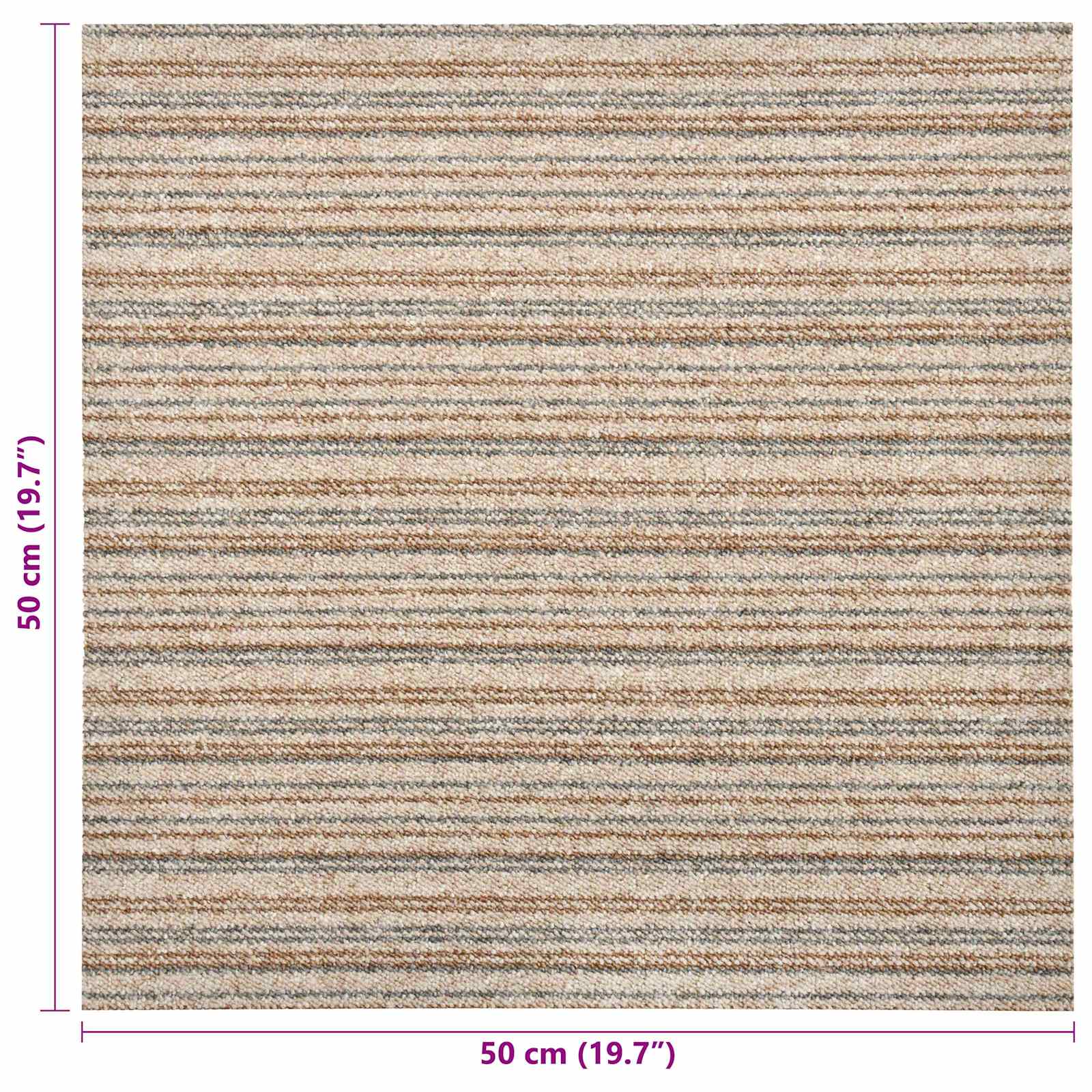 Tappeto 20 pcs Beige Striato 50 x 50 cm 100% Polipropilene