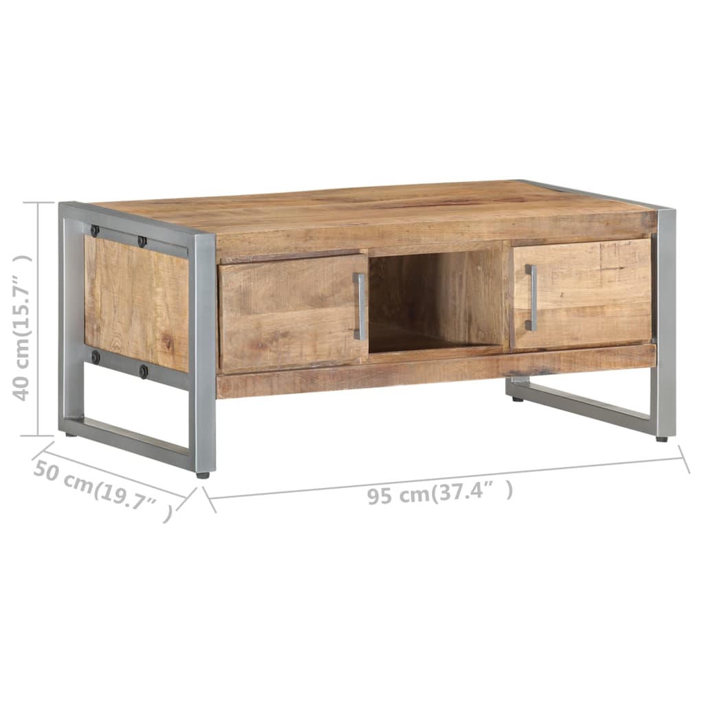 Tavolino da Salotto 95x50x40 cm in Legno di Mango Grezzo