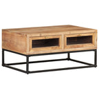 Tavolino da Salotto 90x60x40 cm in Legno Massello di Acacia
