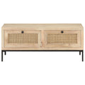 Tavolino da Salotto 90x50x37 cm Legno Massello di Mango e Canna