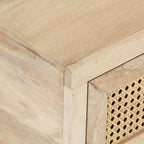 Tavolino da Salotto 90x50x37 cm Legno Massello di Mango e Canna