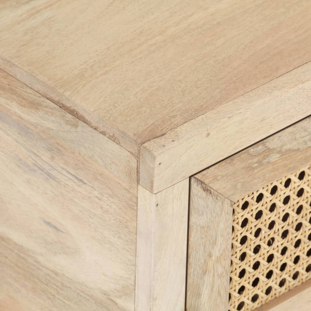 Tavolino da Salotto 90x50x37 cm Legno Massello di Mango e Canna