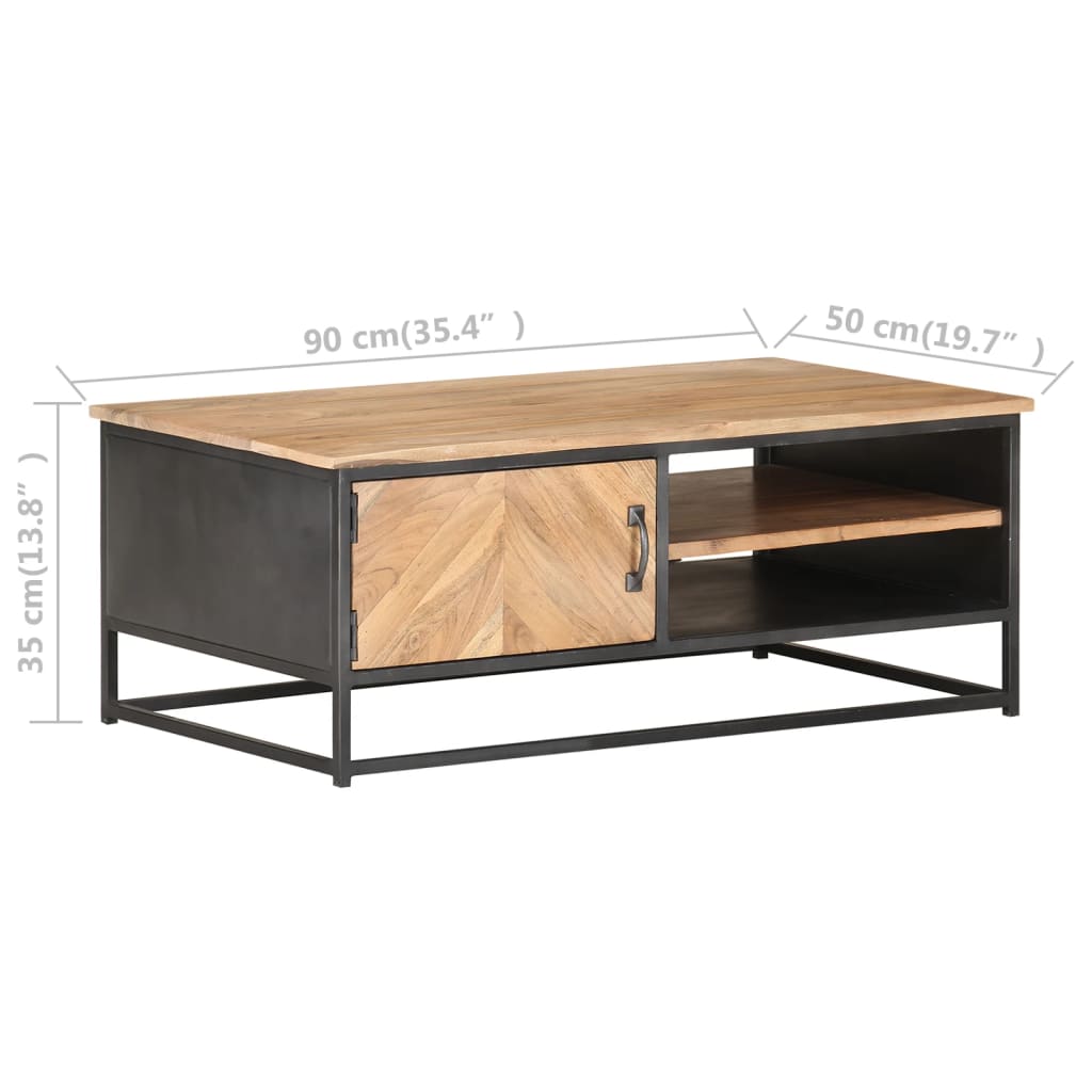 Tavolino da Salotto 90x50x35 cm in Massello di Acacia
