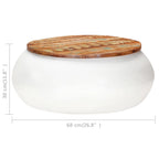 Tavolino da Salotto Bianco 68x68x30 cm Legno di Recupero