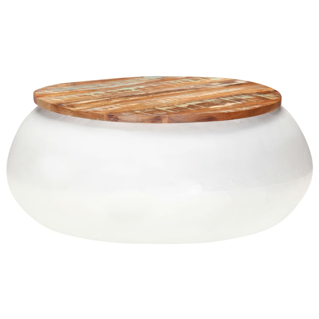 Tavolino da Salotto Bianco 68x68x30 cm Legno di Recupero