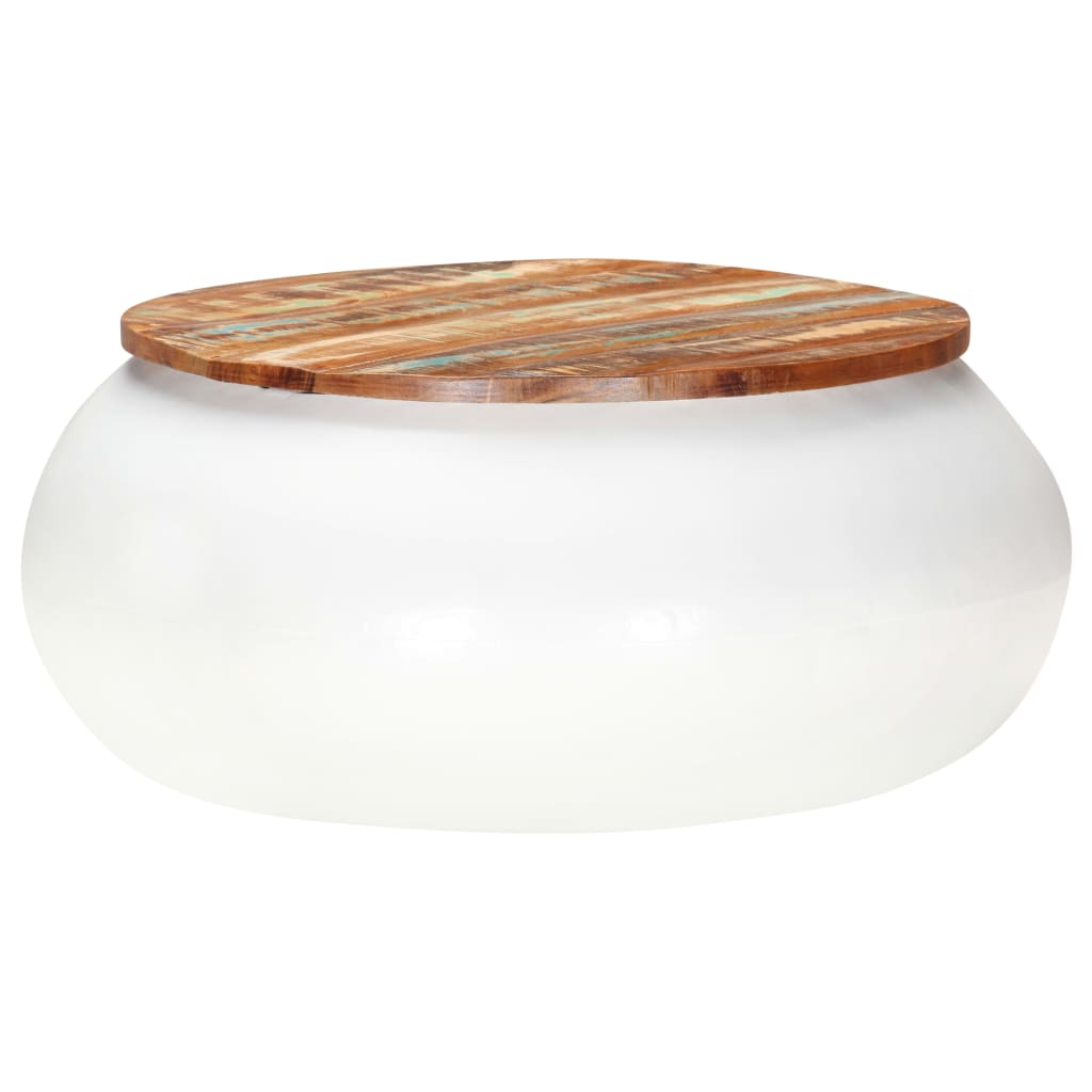 Tavolino da Salotto Bianco 68x68x30 cm Legno di Recupero