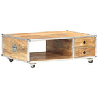 Tavolino da Salotto 89x59x33 cm in Massello di Mango Grezzo