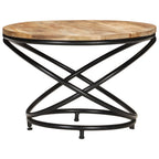 Tavolino Nero 60x60x40 cm in Legno Massello di Mango Grezzo