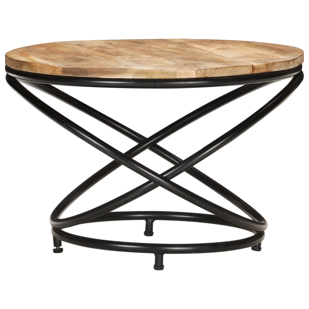 Tavolino Nero 60x60x40 cm in Legno Massello di Mango Grezzo