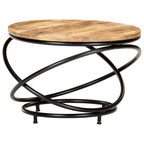 Tavolino Nero 60x60x40 cm in Legno Massello di Mango Grezzo