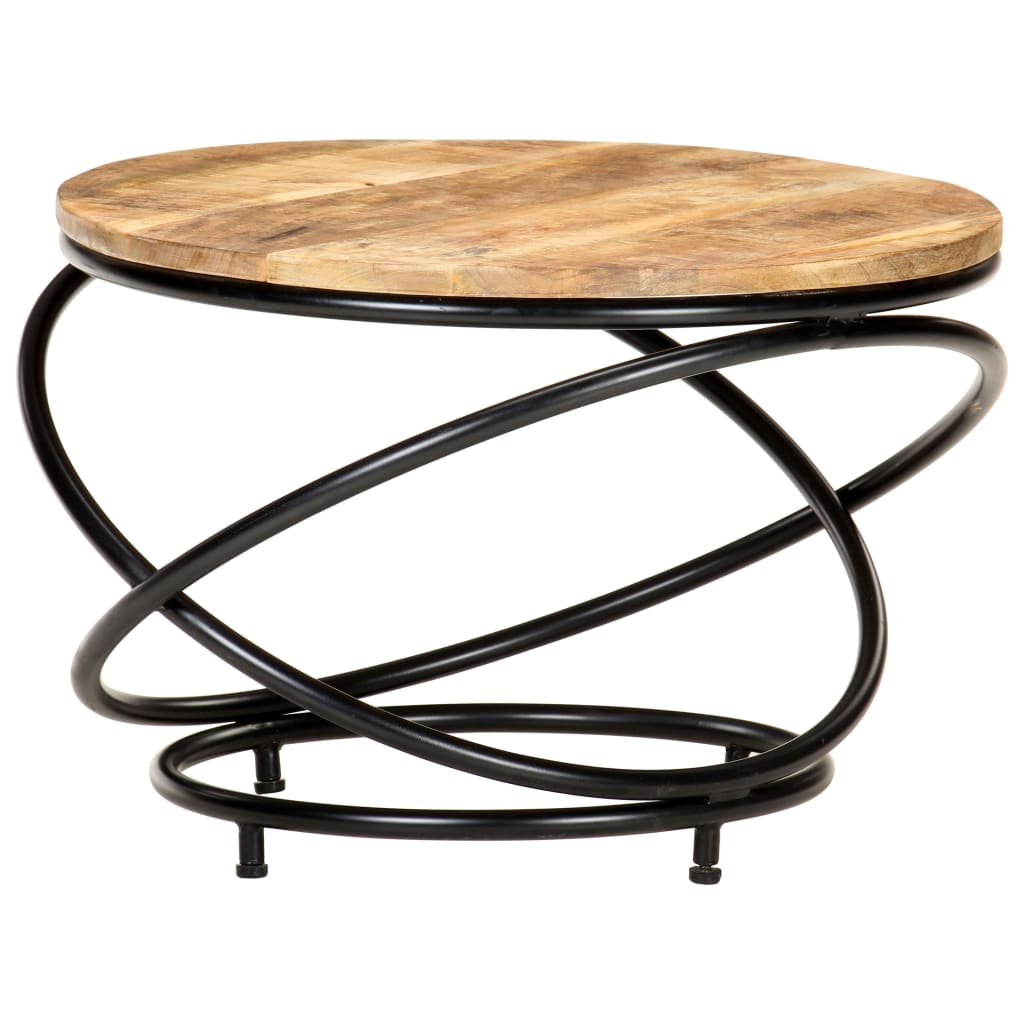 Tavolino Nero 60x60x40 cm in Legno Massello di Mango Grezzo