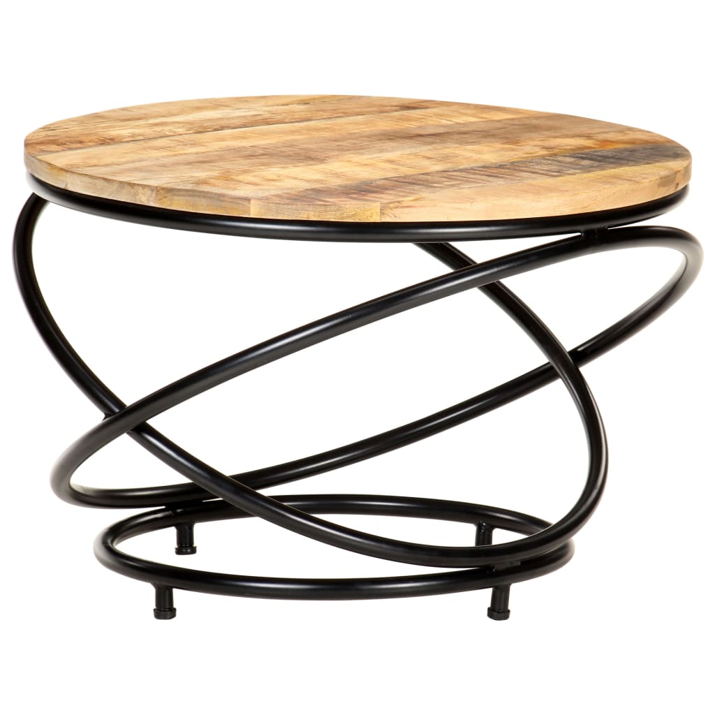 Tavolino Nero 60x60x40 cm in Legno Massello di Mango Grezzo
