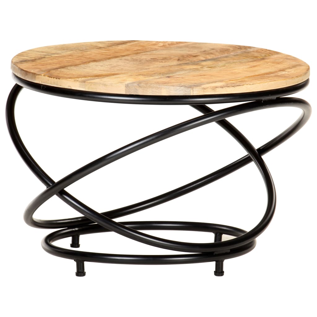 Tavolino Nero 60x60x40 cm in Legno Massello di Mango Grezzo