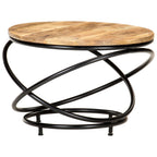 Tavolino Nero 60x60x40 cm in Legno Massello di Mango Grezzo