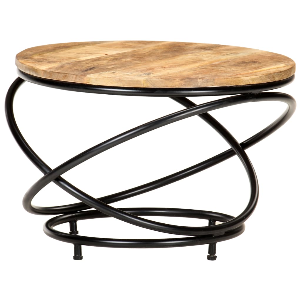 Tavolino Nero 60x60x40 cm in Legno Massello di Mango Grezzo