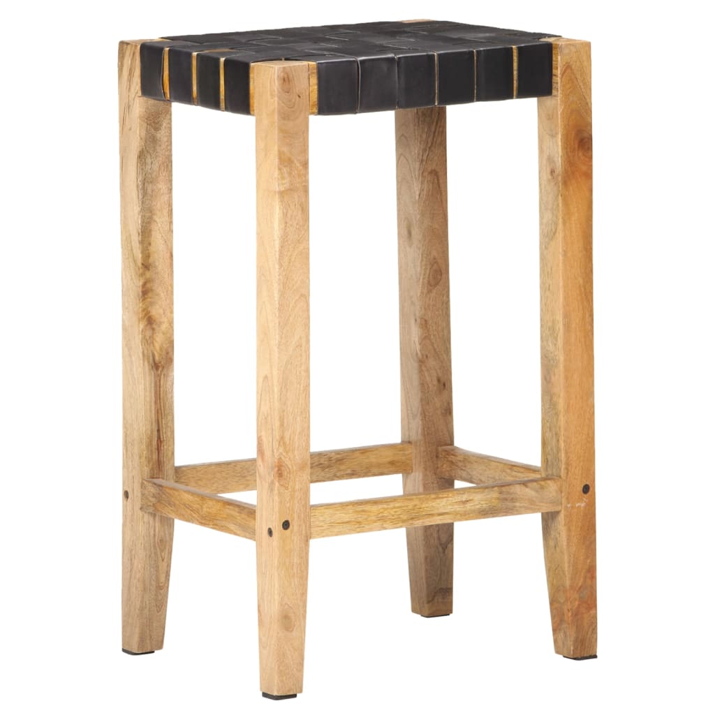 Sgabelli da Bar 2pz Neri 75cm in Vera Pelle