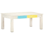 Tavolino da Salotto Bianco 110x60x45 cm in Massello di Mango