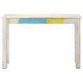 Tavolo Consolle Bianco 115x35x77 cm in Legno di Mango Grezzo