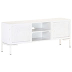 Mobile Porta TV Bianco 115x30x46cm in Legno Massello di Mango