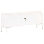 Mobile Porta TV Bianco 115x30x46cm in Legno Massello di Mango