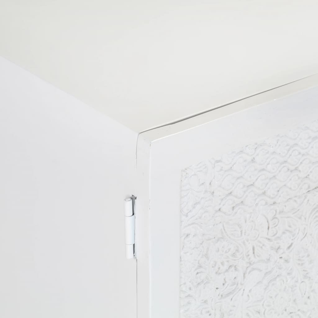 Mobile Porta TV Bianco 115x30x46cm in Legno Massello di Mango