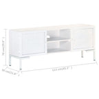 Mobile Porta TV Bianco 115x30x46cm in Legno Massello di Mango
