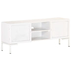 Mobile Porta TV Bianco 115x30x46cm in Legno Massello di Mango