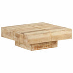 Tavolino da Salotto 80x80x28 cm in Legno Massello di Mango