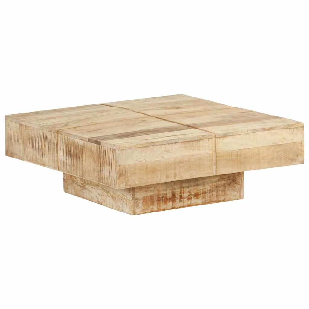 Tavolino da Salotto 80x80x28 cm in Legno Massello di Mango