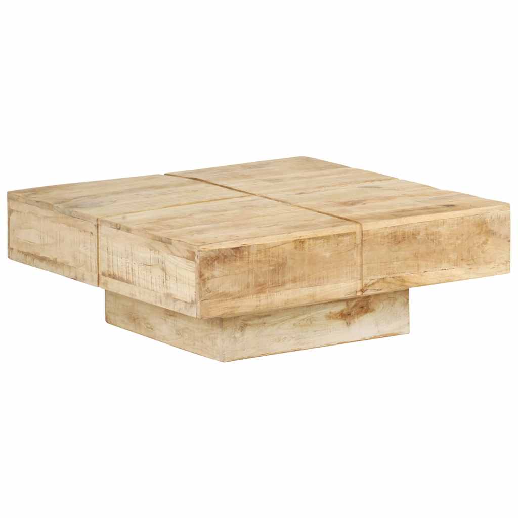 Tavolino da Salotto 80x80x28 cm in Legno Massello di Mango