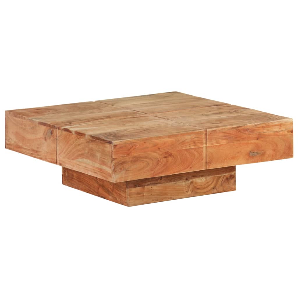 Tavolino da Salotto 80x80x28 cm in Legno Massello di Acacia