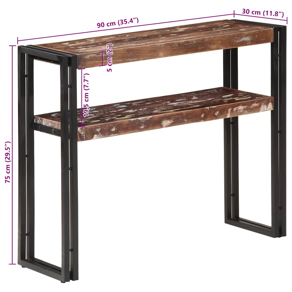 Tavolo Consolle 90x30x75 cm in Legno Massello di Recupero