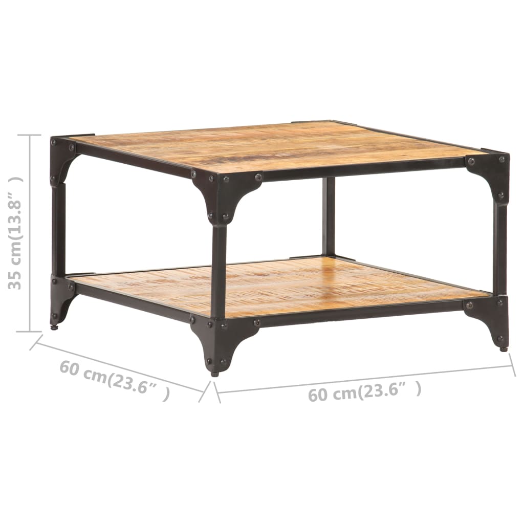 Tavolino da Salotto 60x60x35 cm in Legno Massello di Mango