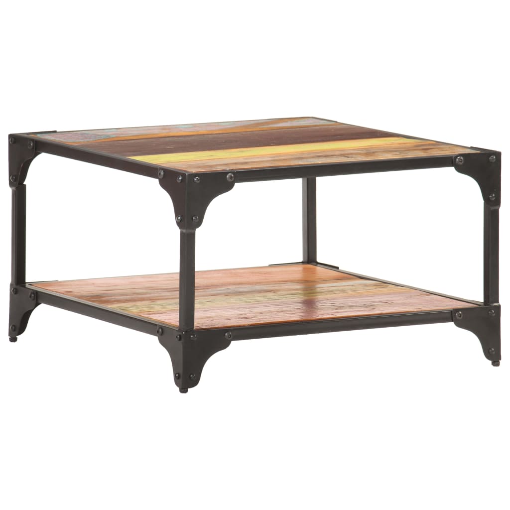Tavolino da Salotto 60x60x35 cm in Legno Massello di Recupero