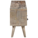 Mobile Porta TV Grigio 130x35x51 cm in Massello di Mango Grezzo